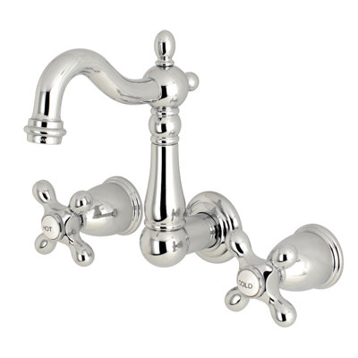 Kingston Brass Heritage Two-Handle 3-Hole Wall Mount Bathroom Faucet