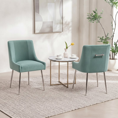 Chaise d'appoint rembourrée en velours Farr avec pieds argentés Farr