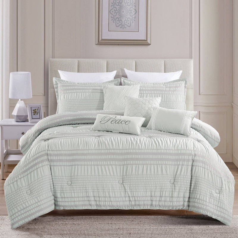 Tamiko Polyester Ring Stitch Comforter, King/ Cal. King Comforter + 6 Additional Pieces