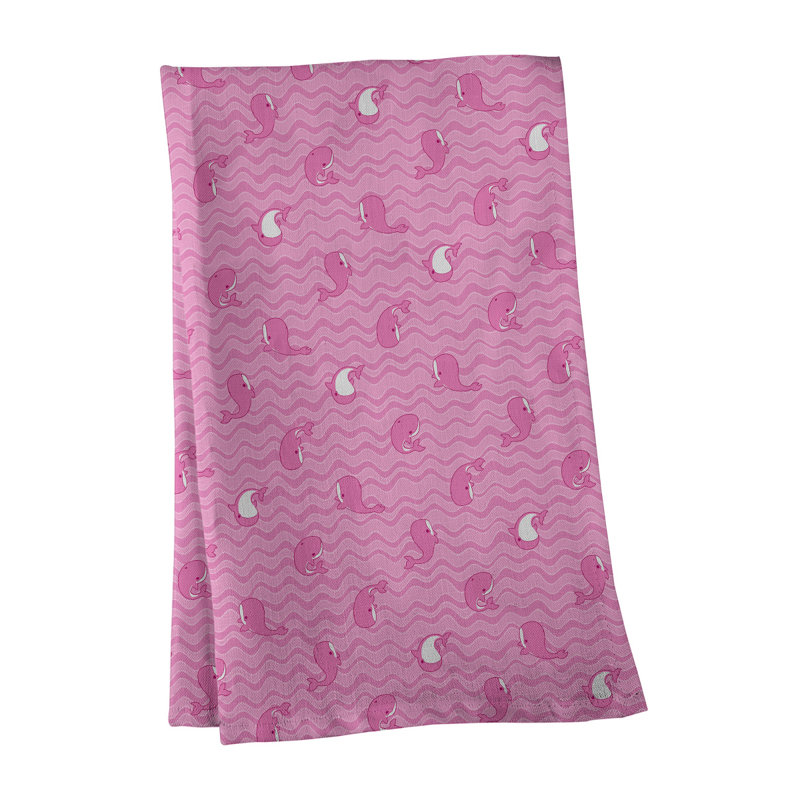 Serviette de thé à motif baleines, Polyester sergé, Lavande