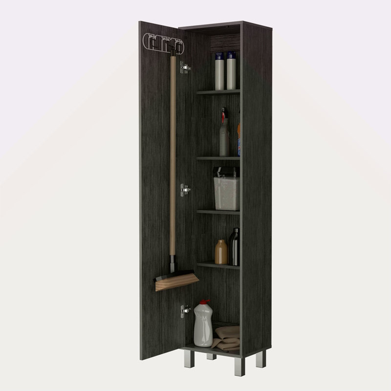 Grande armoire de rangement à 1 porte et 5 tablettes, Gris