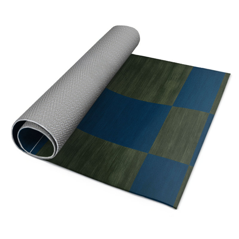 Tapis d'intérieur et d'extérieur à carreaux vert, Rectangulaire 2 pi x 3 pi