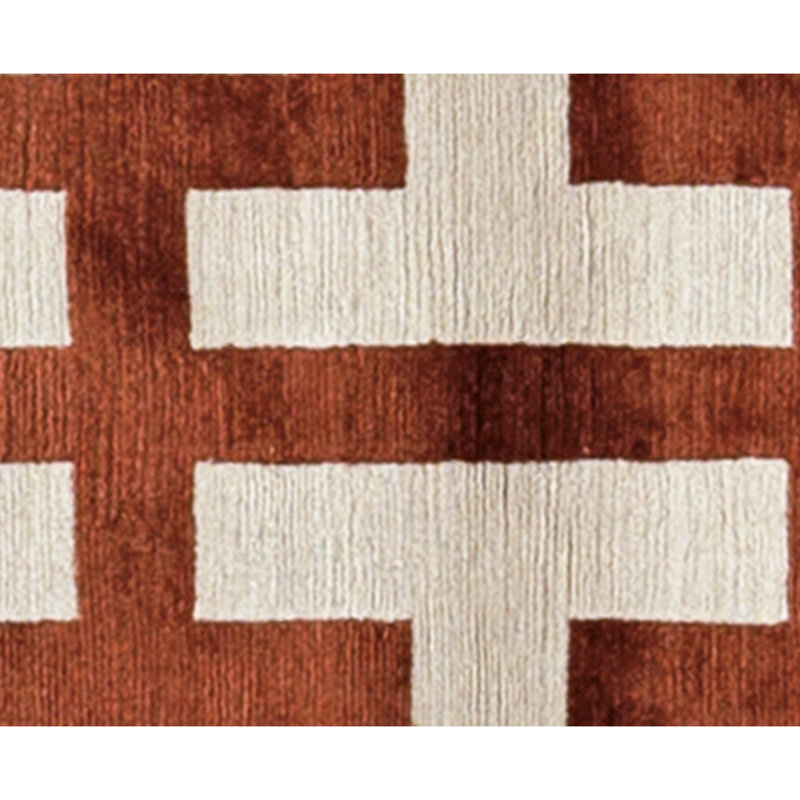 Hand Knotted Geometric Area Rug in Garnet