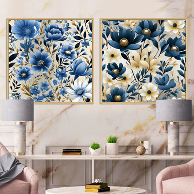 Doynton - Ensemble de 2 collages carrés floraux
