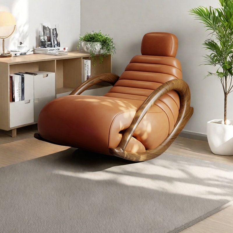 Chaise berçante ergonomique en similicuir, Orange