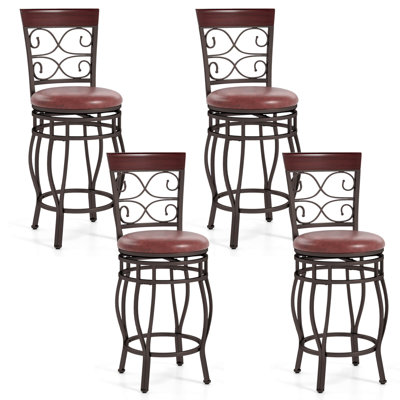 Swivel Upholstered Faux Leather Counter Stool