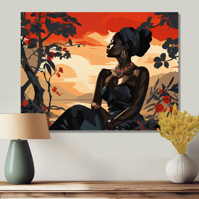 «Gracieuse beauté afro par la côte», reproduction d'art mural d'une femme afro-américaine