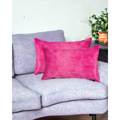  (Set of Two) 12" X 20" Cowhide Lumbar Throw Pillow