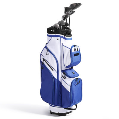 Golf Cart Bag, 15 Way Top Divider Organizer, Golf Club Bag with Full-length Divider, Storage Pockets, Ergonomic Shoulder Strap, Rain Hood, Smooth Zippers, Lightweight Polyester for Men & Women