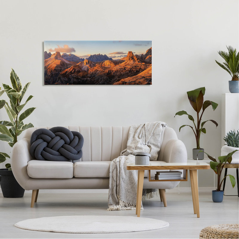 "Panoramic Desert Canyon Peaks", art mural par Martin Podt, L 48 po x H 20 po x P 1,5 po, Toile tendue