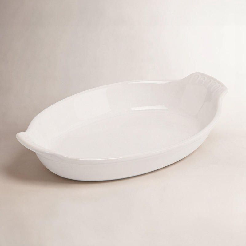 Le Creuset Heritage Stoneware Au Gratin Dish, White, 1.25" H x 4.25" W x  6.5" L