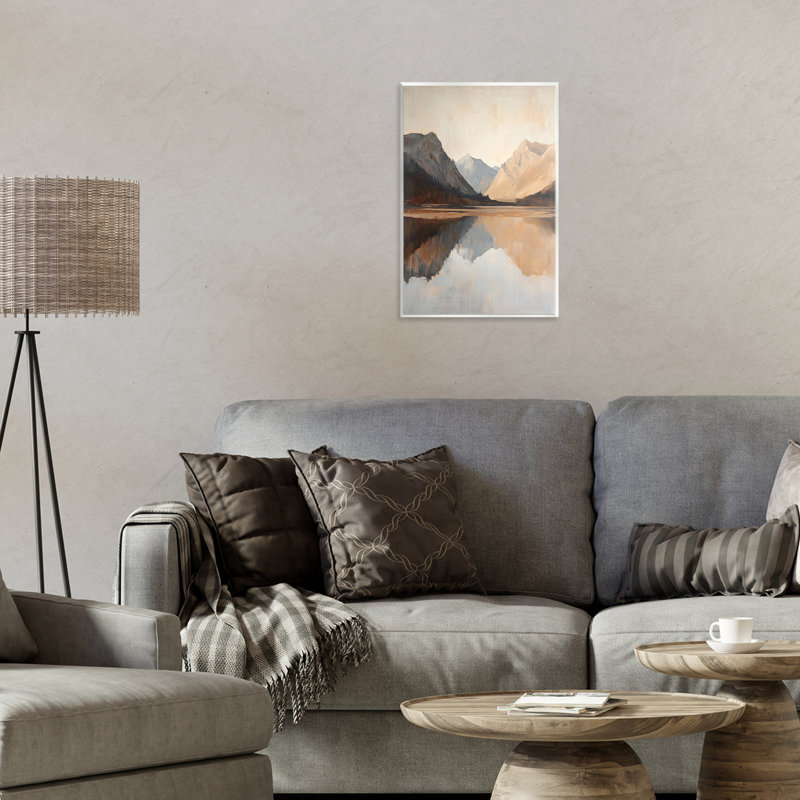 «Terracotta Reflections Lake Landscape», plaque murale par Petal Prints Design, H 15 po x l 10 po