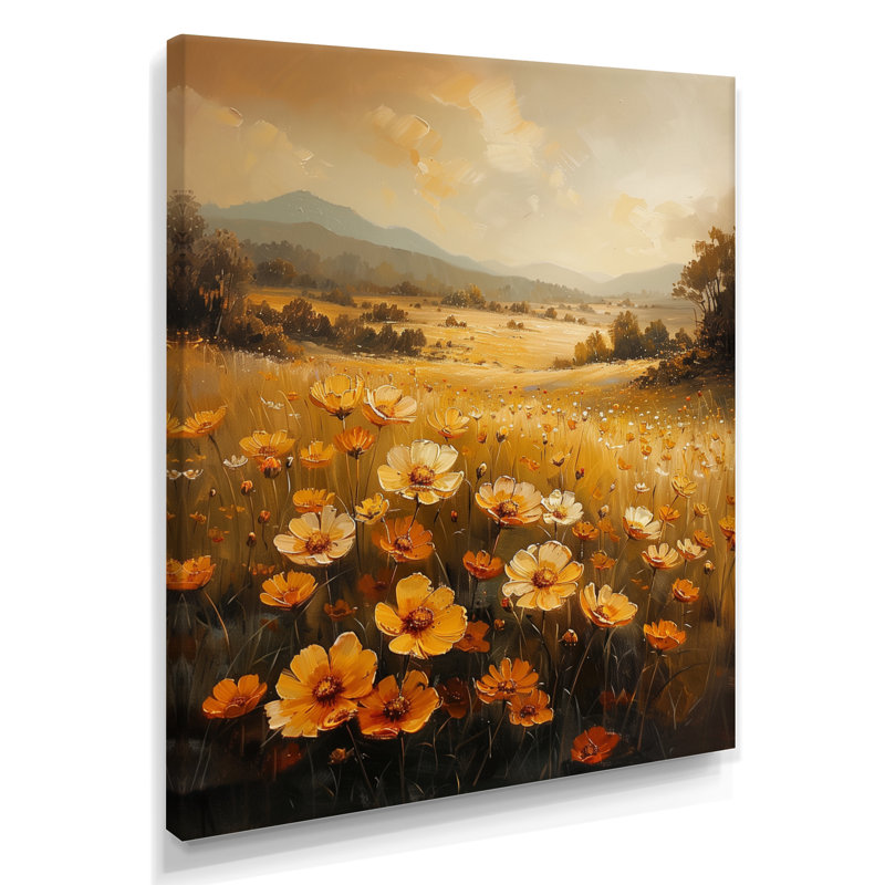 Or jaune jaune vert Sunlit Meadow II - Buttercups, art mural, H 20 po x l 12 po x P 1 po, Toile tendue