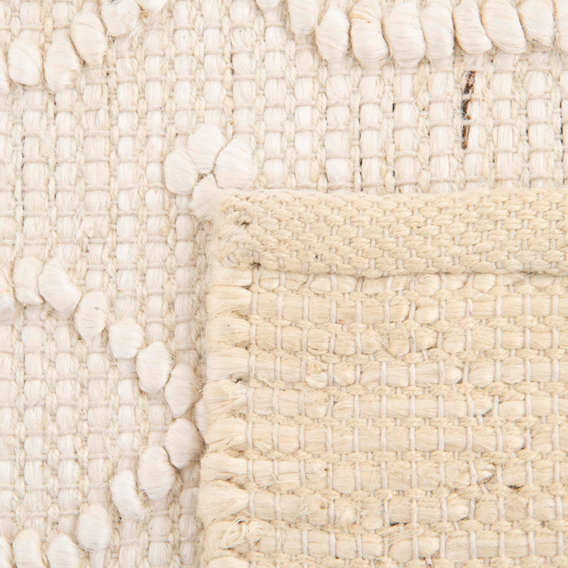 Tapis ivoire en jute / sisal tissé à la main Vivianne, Carré 5 pi 3 po