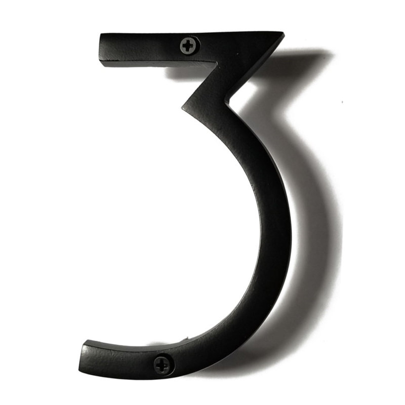 Numéro de maison en métal flottant, 3, 5", Noir