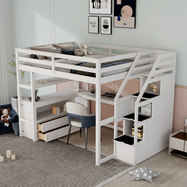 Harriet Bee Hallene Kids Full Loft Bed with Drawers | Wayfair