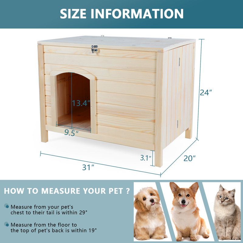 Tucker Murphy Pet™ Folding Cat House, No Tools Required for Assembly, Cat house Furniture, Indoor Dog House for Small Dog, 30" L×21" W×24.5" H.
