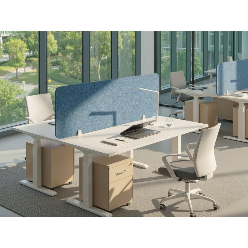 Desk Screen WALLY Green, 50cm H x 160cm W x 1cm D, Blue