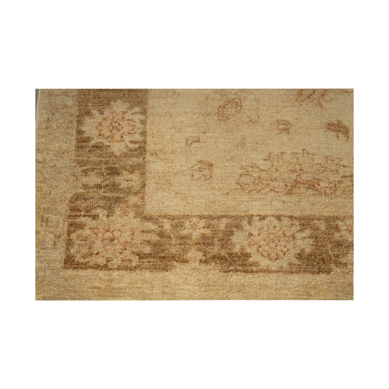 Tapis ivoire / brun noué à la main de haute qualité