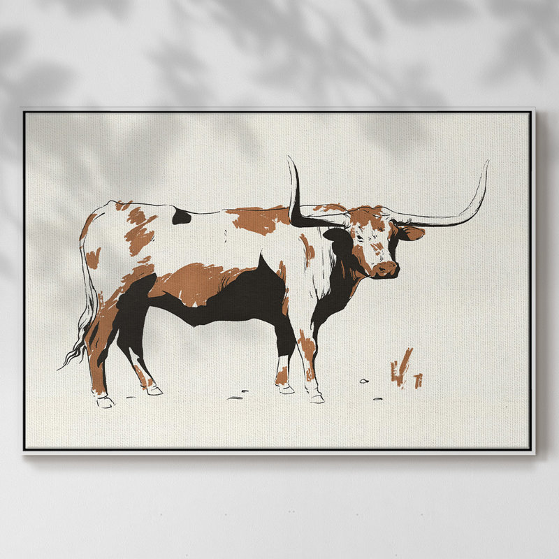 Terre Cotta Steer III, toile tendue avec châssis de qualité supérieure - prête à être accrochée, H 17 po x l 25 po x P 2 po