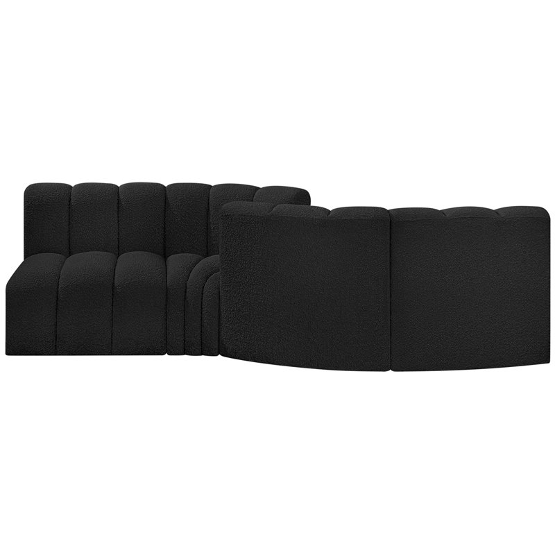 Canapé et méridienne rembourrés Iziah, Tissu bouclé noir