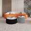 Table basse moderne en cuir clair avec plateau en marbre-1576558232