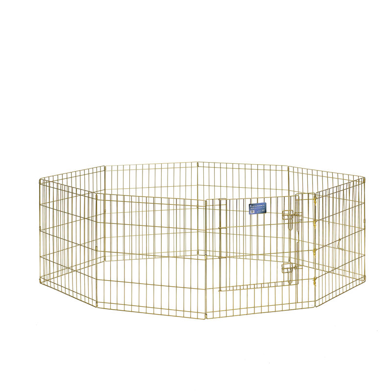 MidWest Homes for Pets Gold Zinc Exercise Pen/Pet Playpen with Door, X-Small (24" H x 24" W)