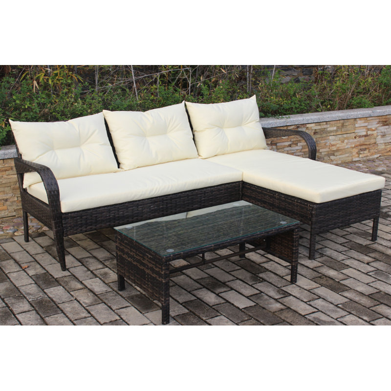 Keillin 68 " W Wicker Patio Sectional with Cushions