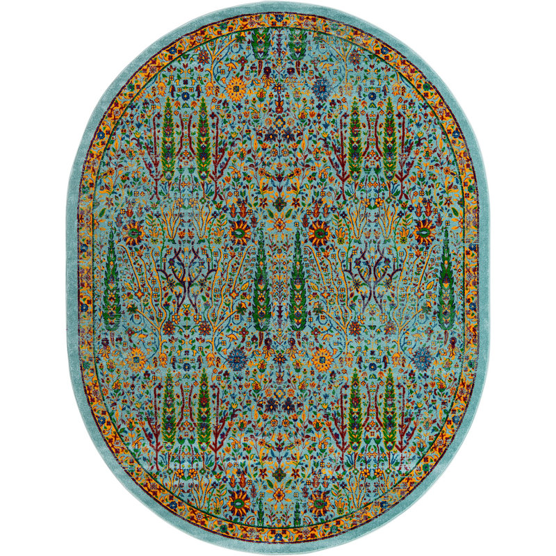 Floral Indoor Rug, Oval 7'10" x 10'