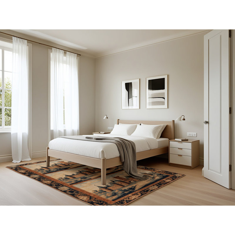 Tapis brun français lavable à la machine, Rectangle 5 pi x 7 pi