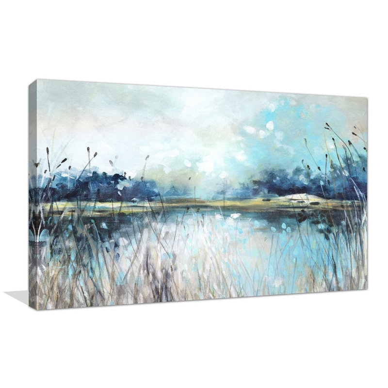 Vue sur le lac - Peinture, L 72 po x H 42 po, Toile tendue