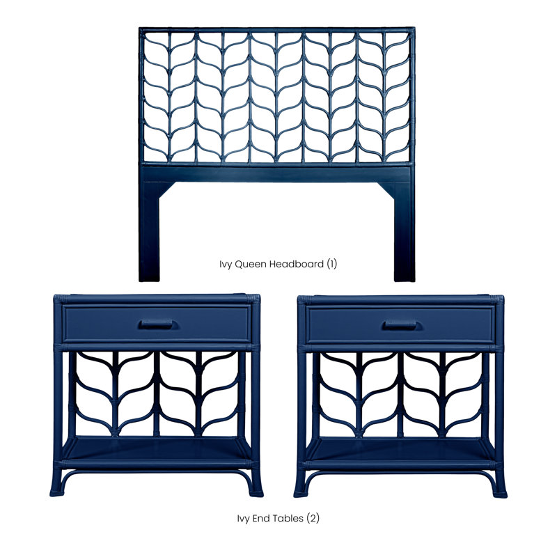 Ivy Twin Headboard And Nightstand Set – Navy Blue, Twin, 3 Pcs: 2 Headboards, 1 Nightstand, Navy Blue