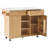 52" Natural Fluted Rolling Kitchen Island with Drop Leaf, Power Outlet & Adjustable Shelves - Storage Cart with 2 Doors, 2 Drawers & Faux Marble Top-211422345-211422346