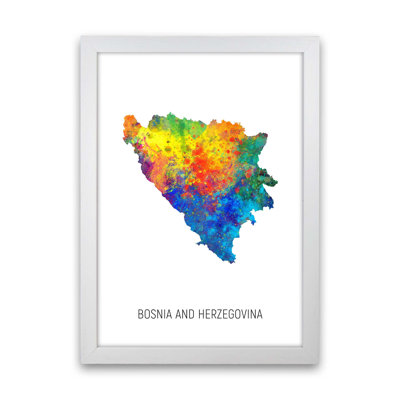 Bosnia And Herzegovina Watercolour Map by Michael Tompsett - Print
