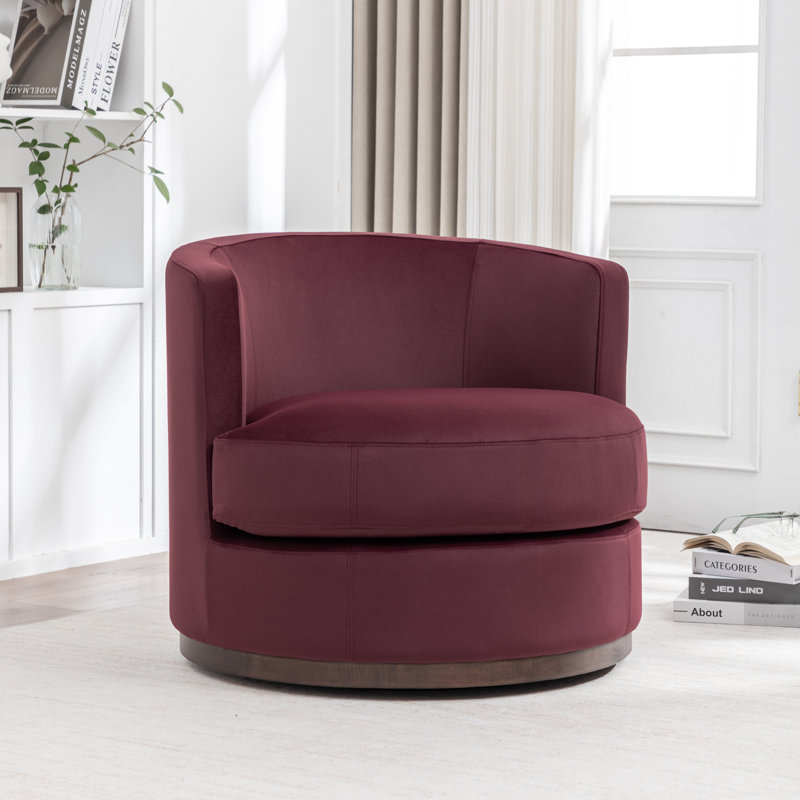 Fauteuil demi-tonneau Arabella, Mohair Merlot Rose Performance