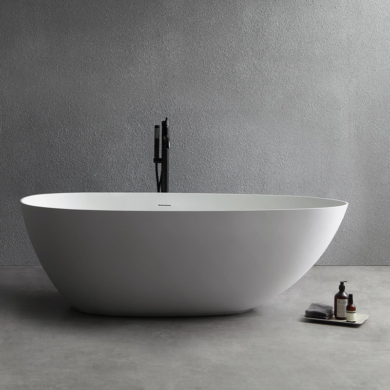 59'' L x 30.7'' W Freestanding Soaking Solid Surface Bathtub