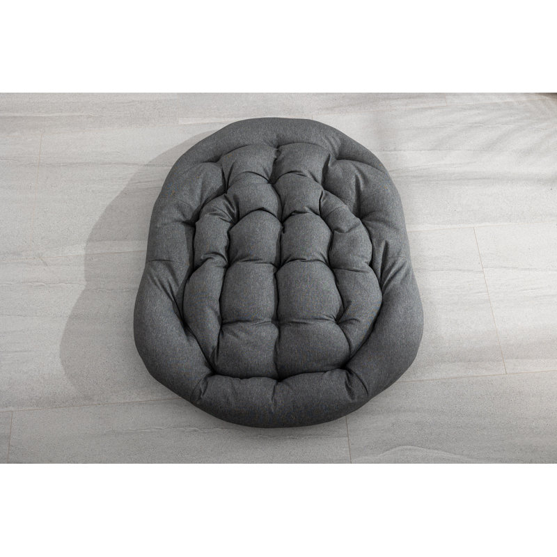 Chaise berçante intérieure / extérieure en osier avec coussin touffeté, Gris
