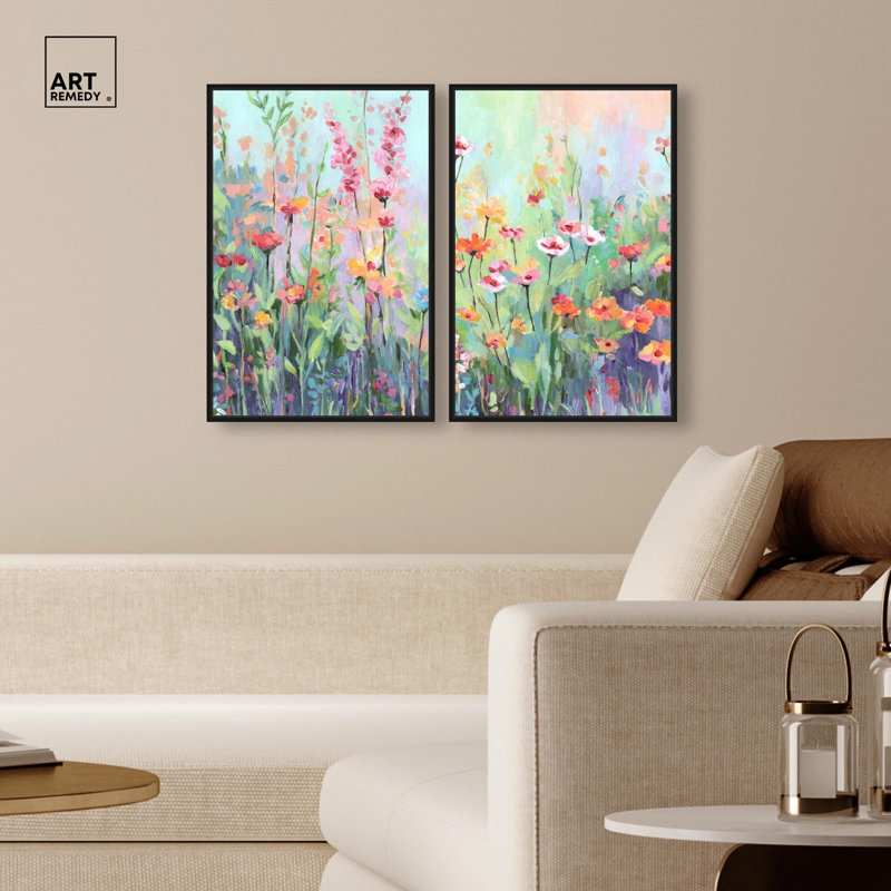 «Summer Symphony Set», reproduction d'art sur toile par Art Remedy, cadre noir, 16 x 24, Structure noire, H 25 po x l 17 po