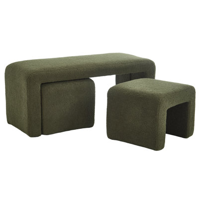 41" W 3-Pieces Faux Fur Modern Bench, Nesting Ottoman Bench Set For Living Room Or Bedroom, No Assembly by Ebern Designs