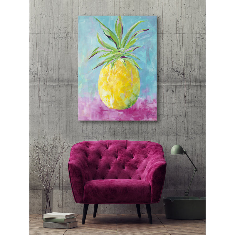 «Painted Pineapple» par Susan Pepe, reproduction d'art sur toile tendue, H 20 po x l 16 po