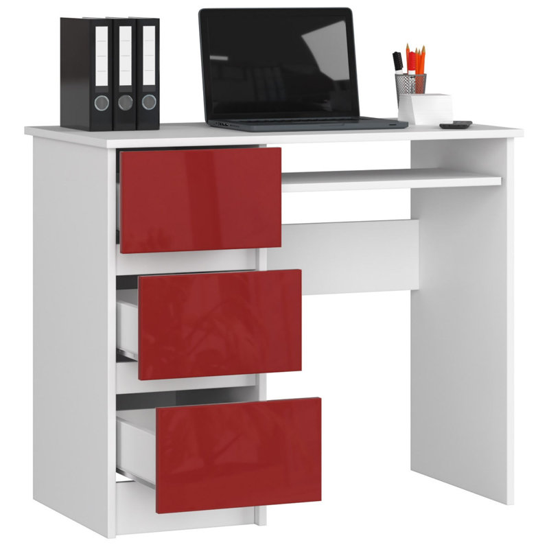 Eldwin Computer Desk, Left, Red/White