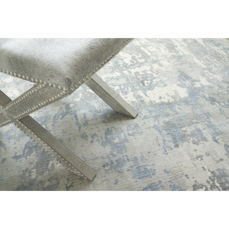 Murano Handmade Area Rug, Rectangle 12' x 15', Silver