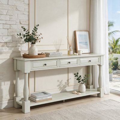 Console Console de 63 po de long avec tiroirs et tablette pour le vestibule