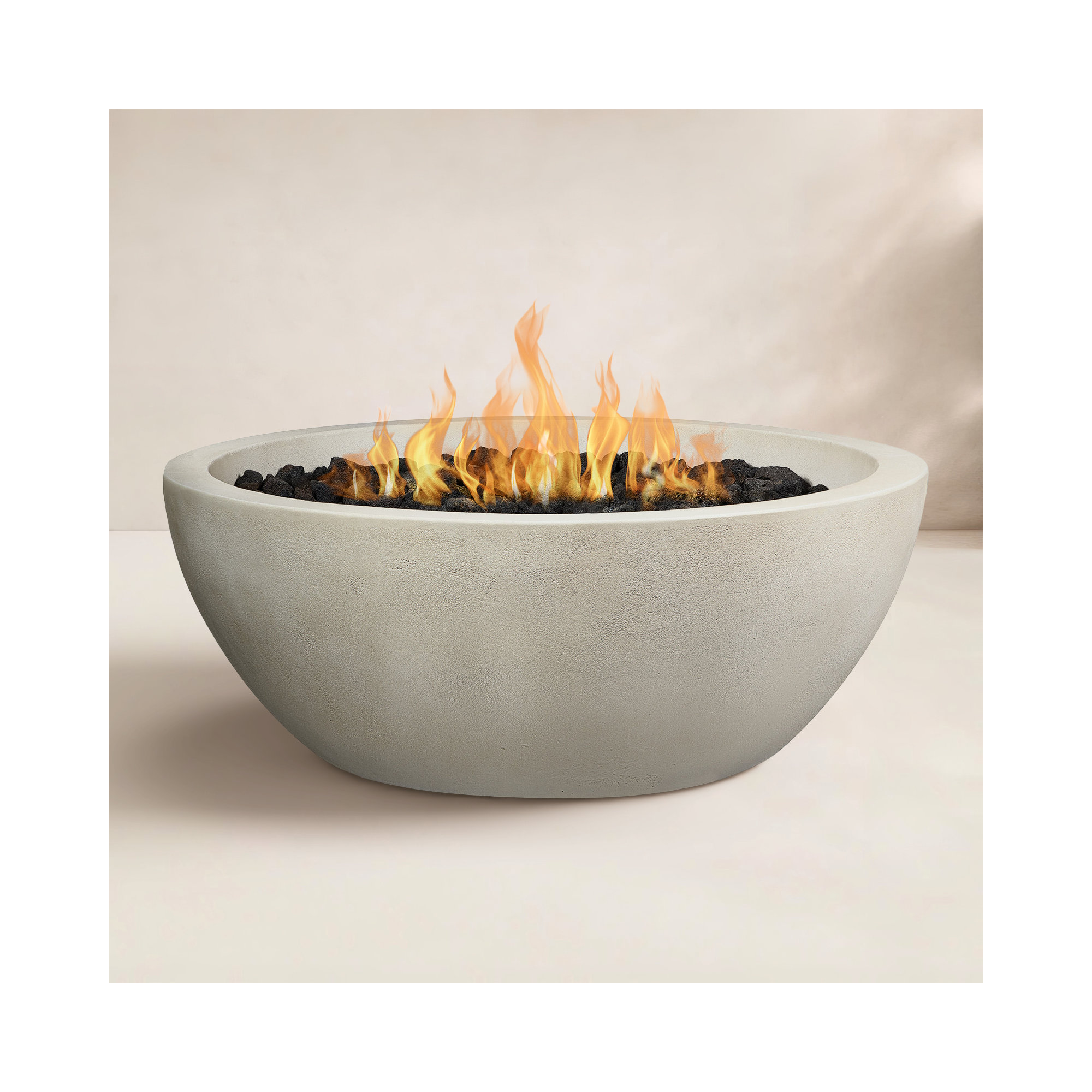 Eldora Round Concrete Fire Pit by Jensen Co, 16" H x 42" W x 42" D, Fog, Natural Gas