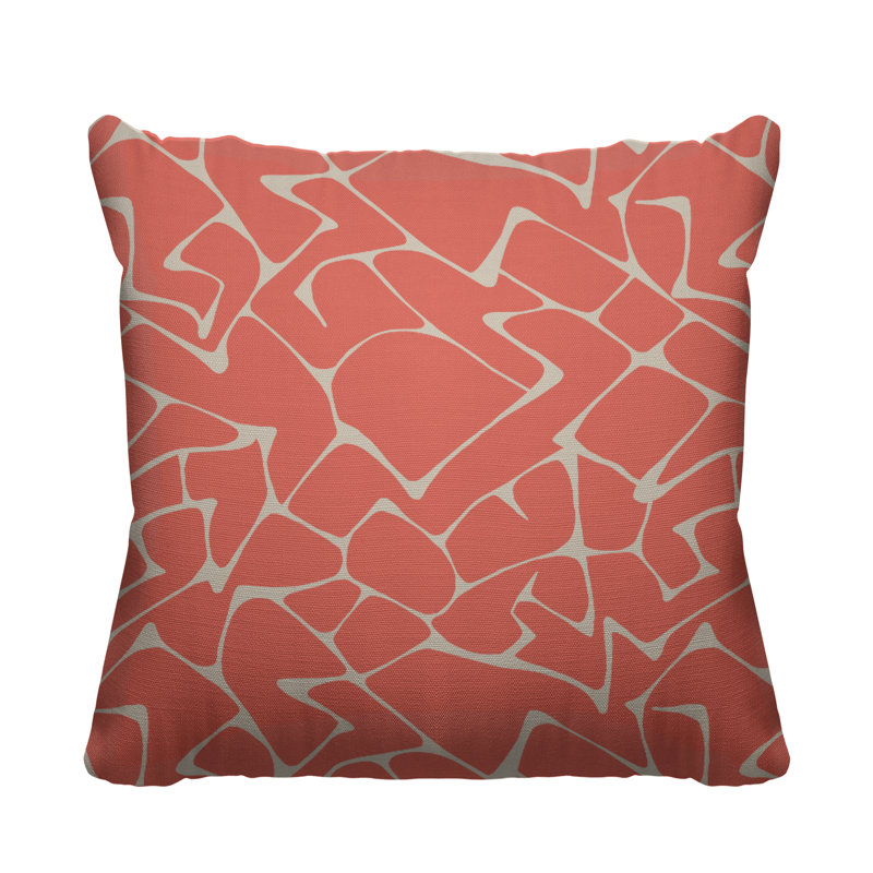 Huxley Geometric Outdoor Reversible Throw Pillow, 17H" x 17W", Peach