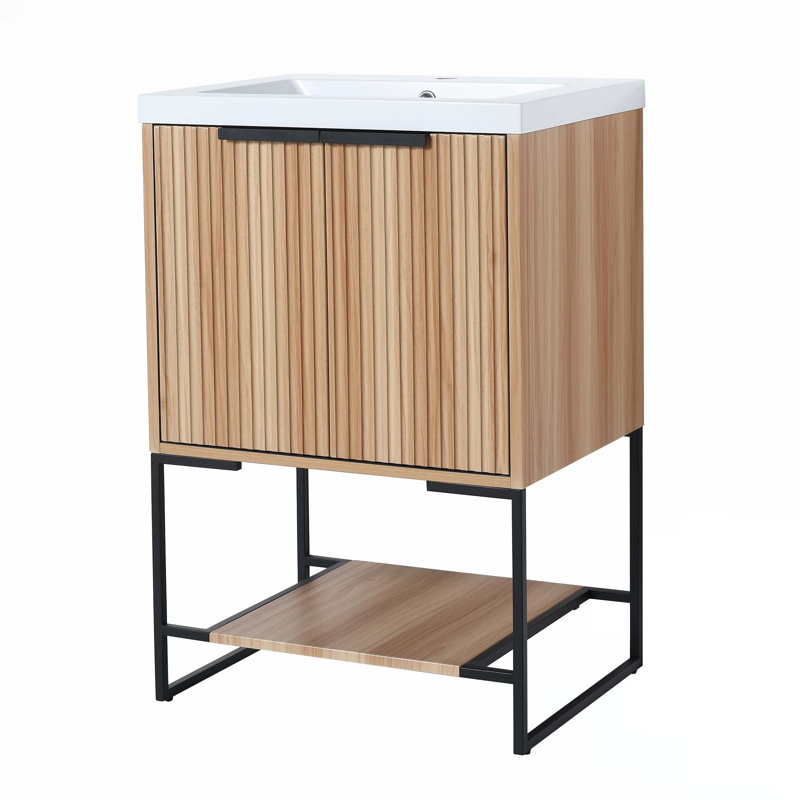 Meuble-lavabo autoportant avec lavabo en résine