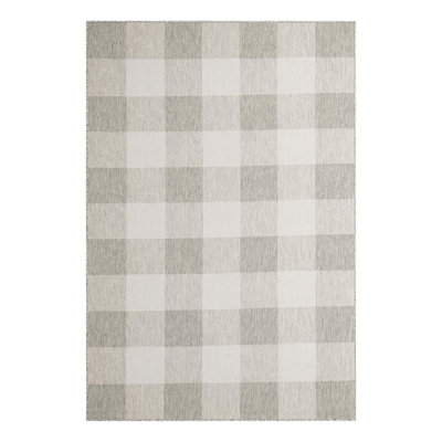 Tereon Checkered Machine Made Power Loom Polypropylene Plastic Indoor/Outdoor Area Rug in Gray