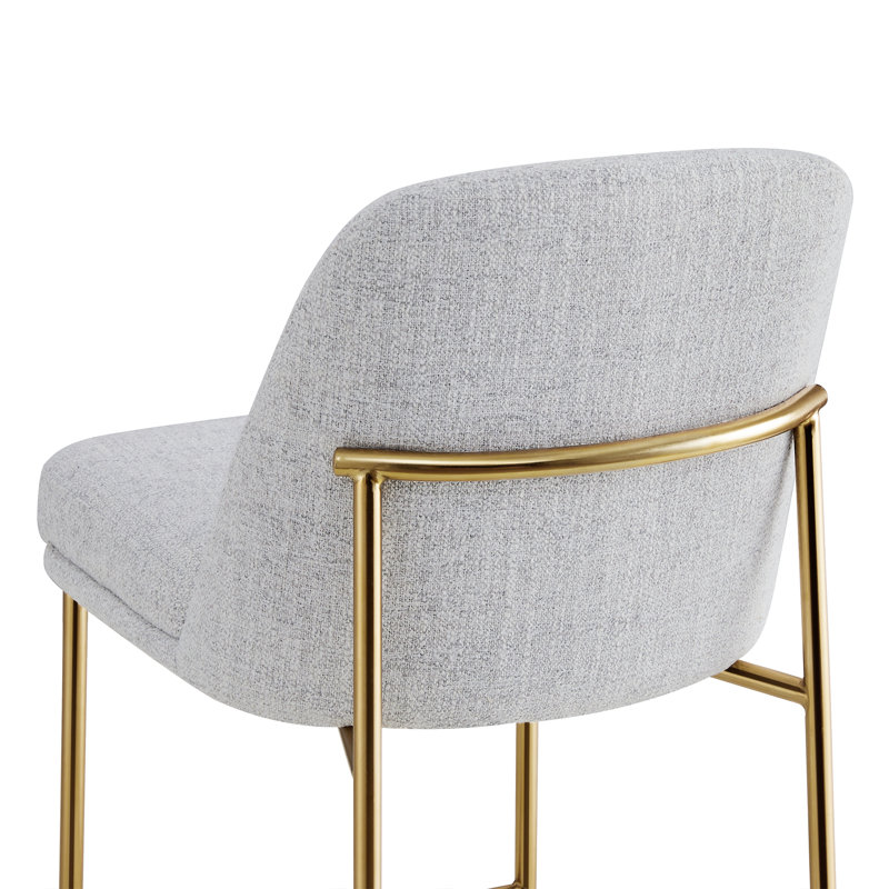 Tabouret de comptoir 27 po Angelick, Gris clair, Doré