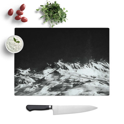 Tempered Glass Snow Covered Mountains Chopping Board