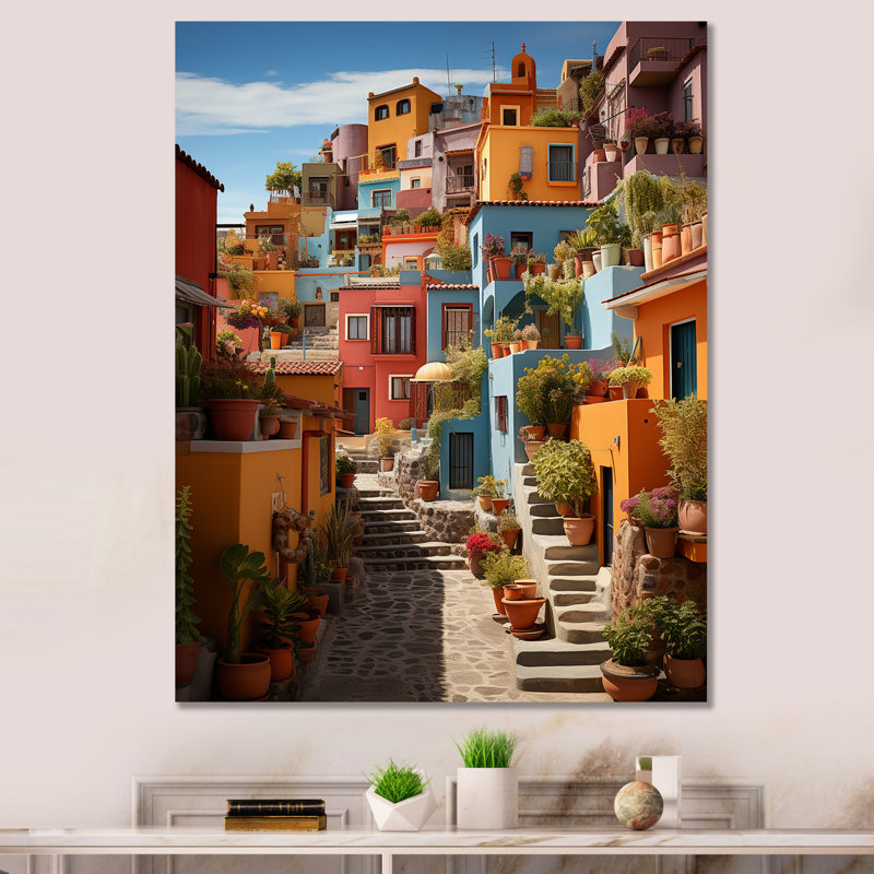 Madeehah Colorful Mexico Colorful Casas This IX sur impression sur toile, H 32 po x l 24 po x P 1 po, Toile tendue
